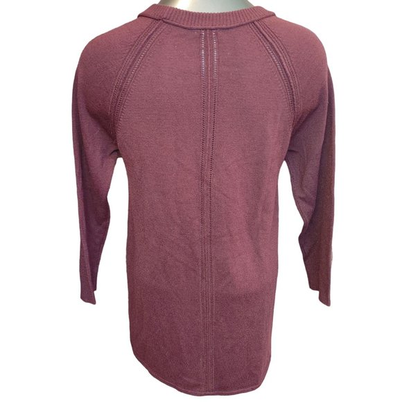 Market & Spruce | Women's Red Knit Scoop Neck Long Sleeve Top Small - Picture 2 of 3